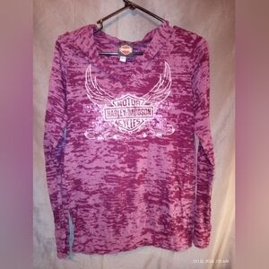 Harley Davidson purple long sleeve pull over hoodie